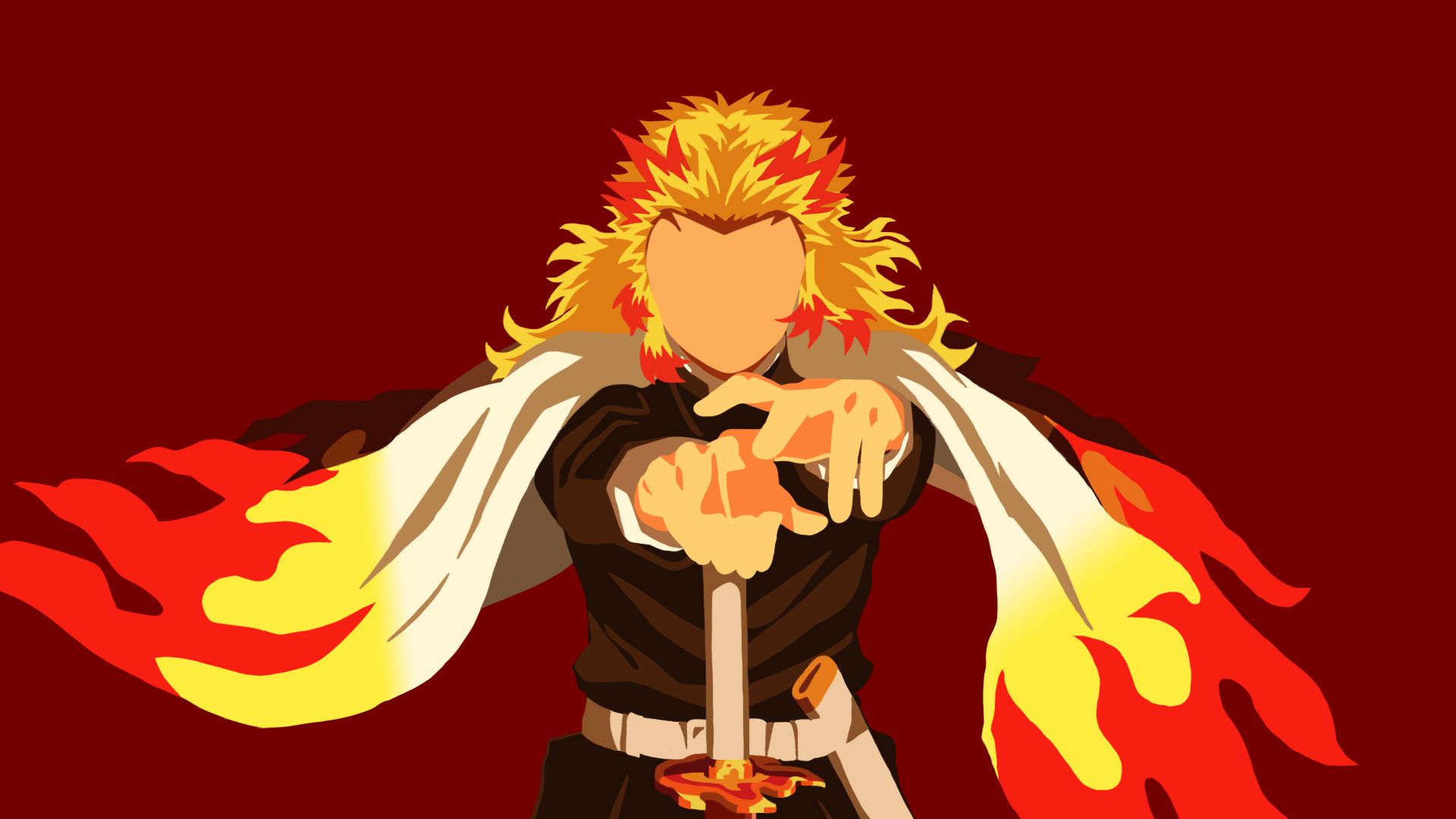 1920x1080 Rengoku Miimalist Wallpaper, HD Anime