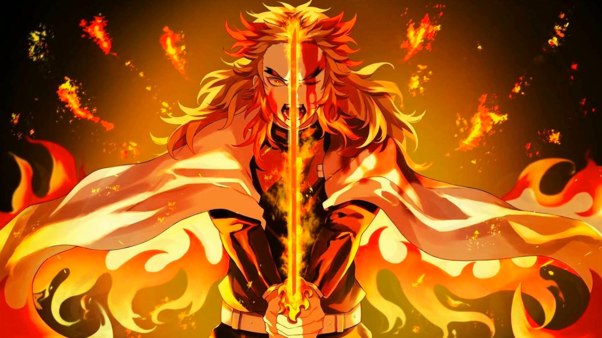 1920x1080 Rengoku Burning Blade Live Wallpaper