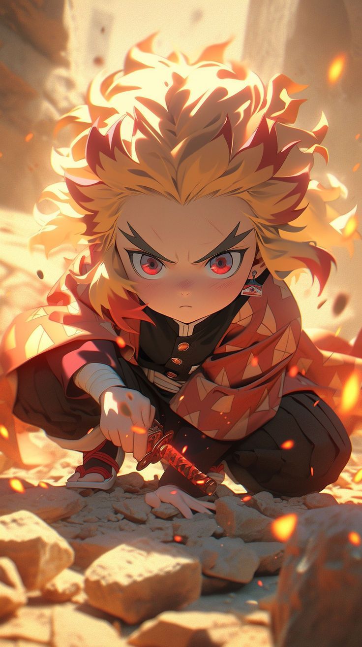 736x1313 Cute Kyōjurō Rengoku 4K Wallpaper
