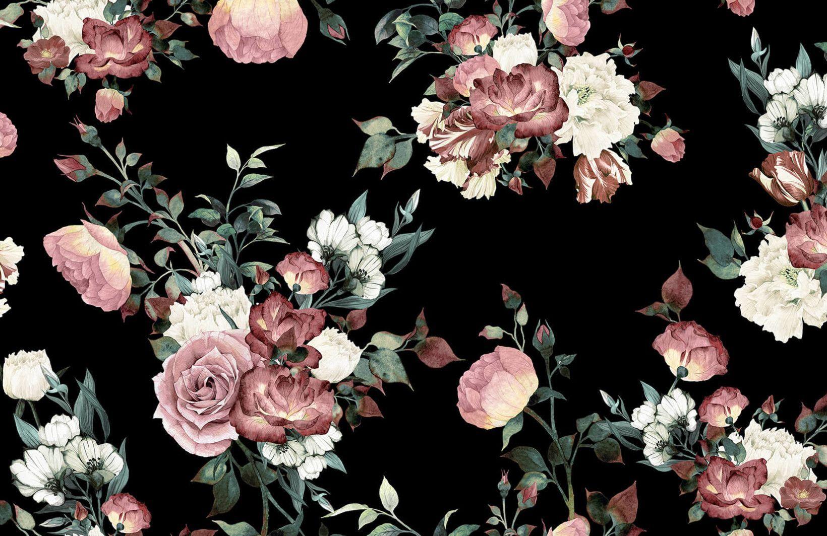 Black Vintage Floral Wallpapers  Top Free Black Vintage Floral Backgrounds   WallpaperAccess