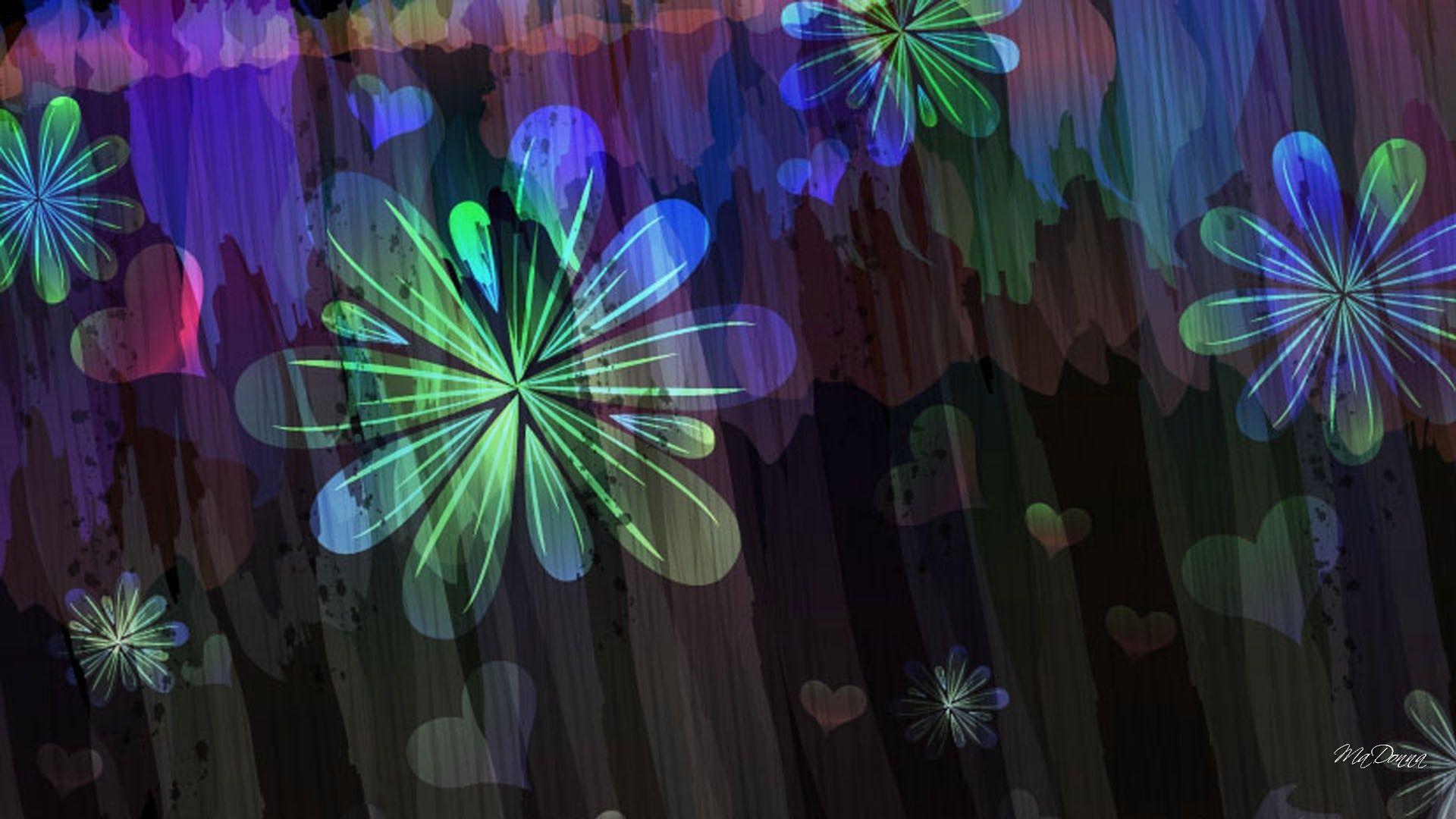 1920x1080 Hearts Abstract Flower Flowers Summer Dark Floral Wallpaper