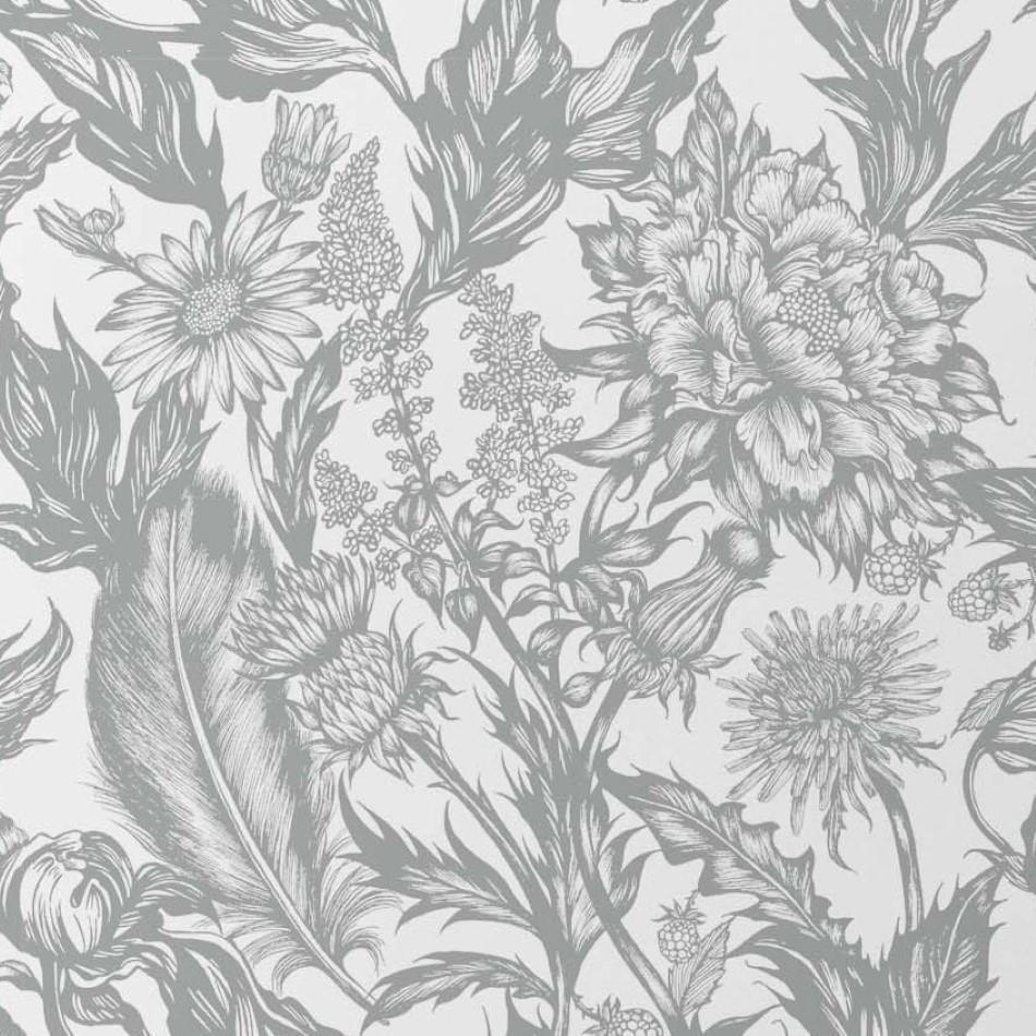 950x950 Alexis Silver Floral Wallpaper