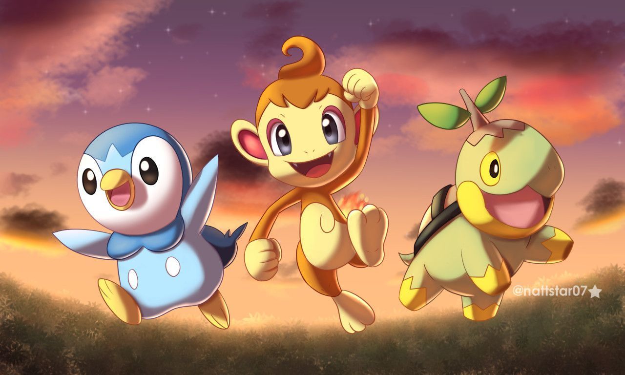 1280x768 Sinnoh Starters by NattStar - Fur