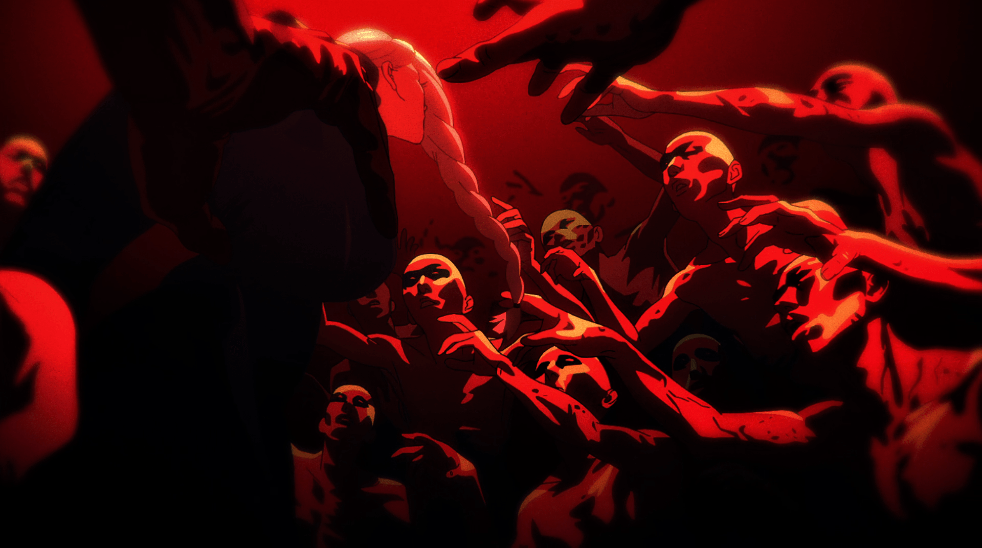 1920x1073 red background, anime, anime screenshot
