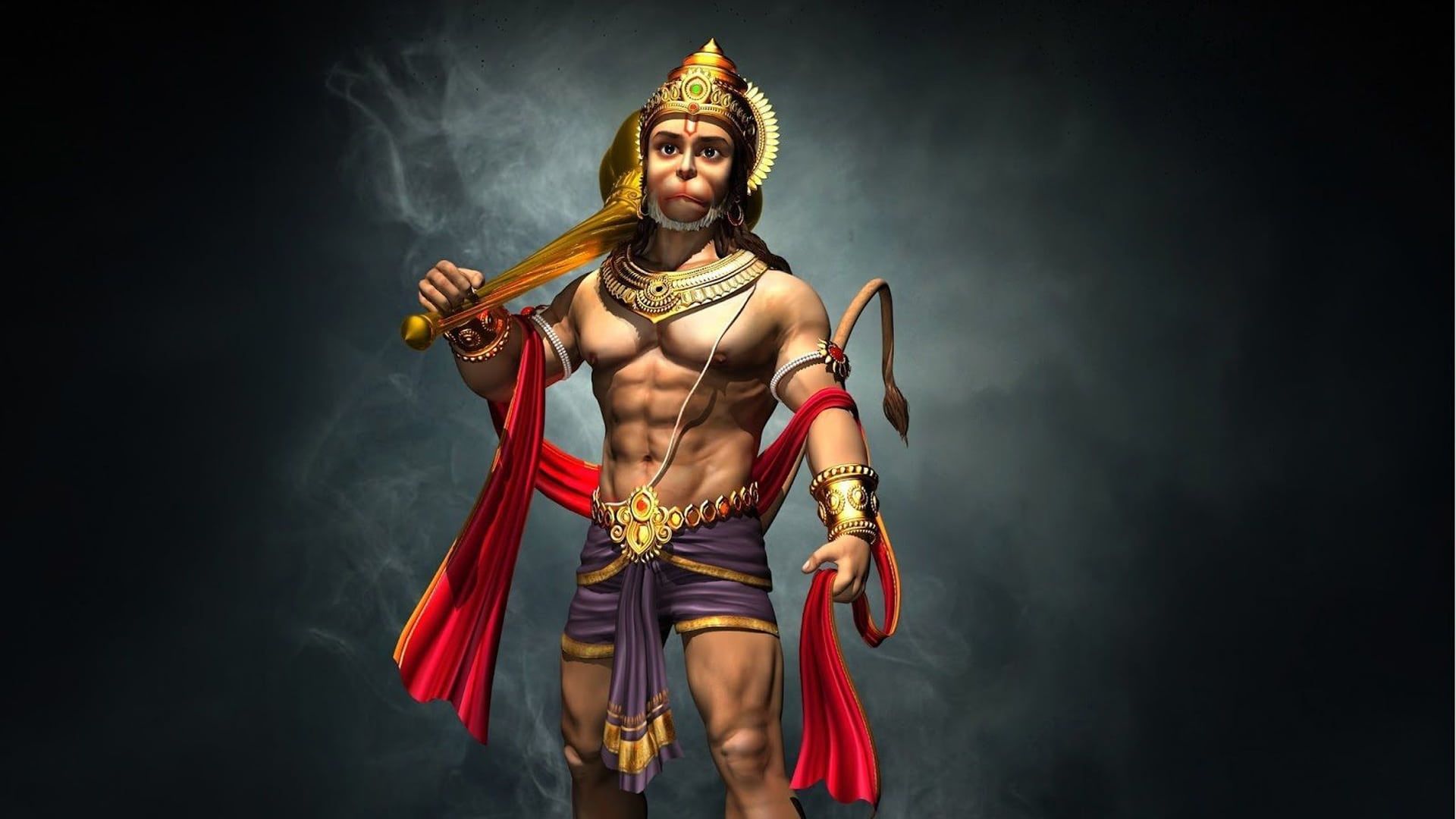 1920x1080 Wallpaper background, HD wallpaper, Hanuman, Black Smoke for mobile and desktop, section фантастика, resolution 1920x1080
