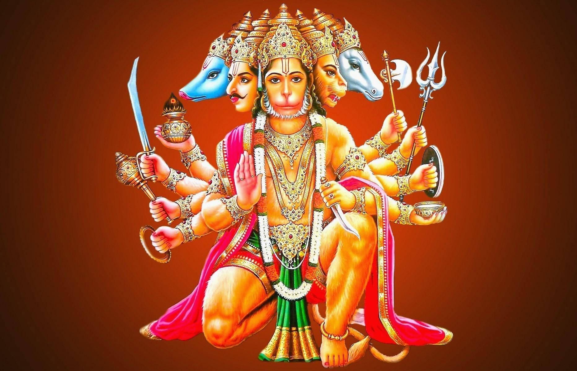 1863x1199 Lord Hanuman Five Faces And Arms HD