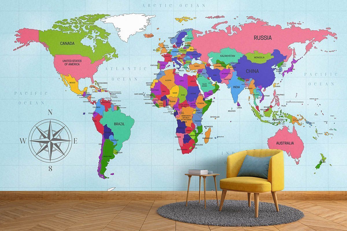 1200x800 Colourful Political World Map Wallpaper
