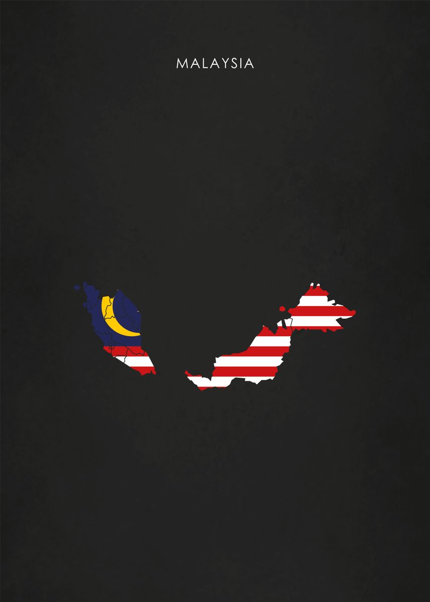857x1200 Malaysia Flag Map Poster' Poster