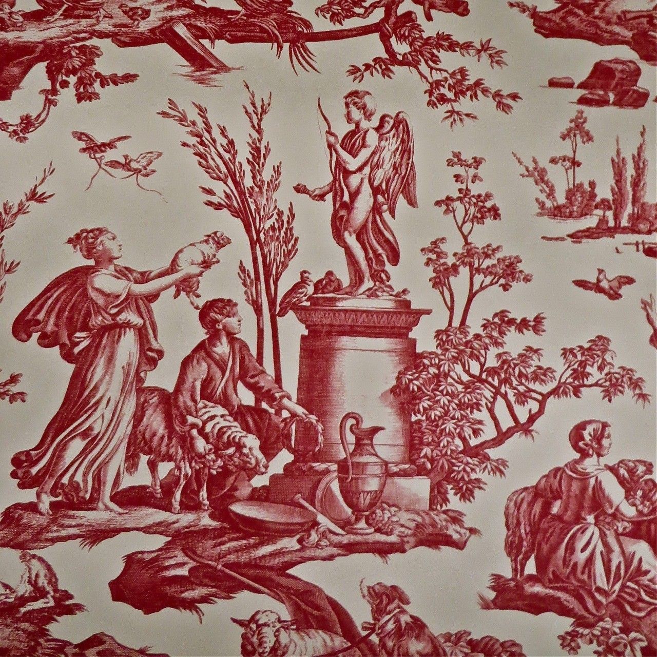 1280x1280 Amour Neoclassical Red Toile Wallpaper