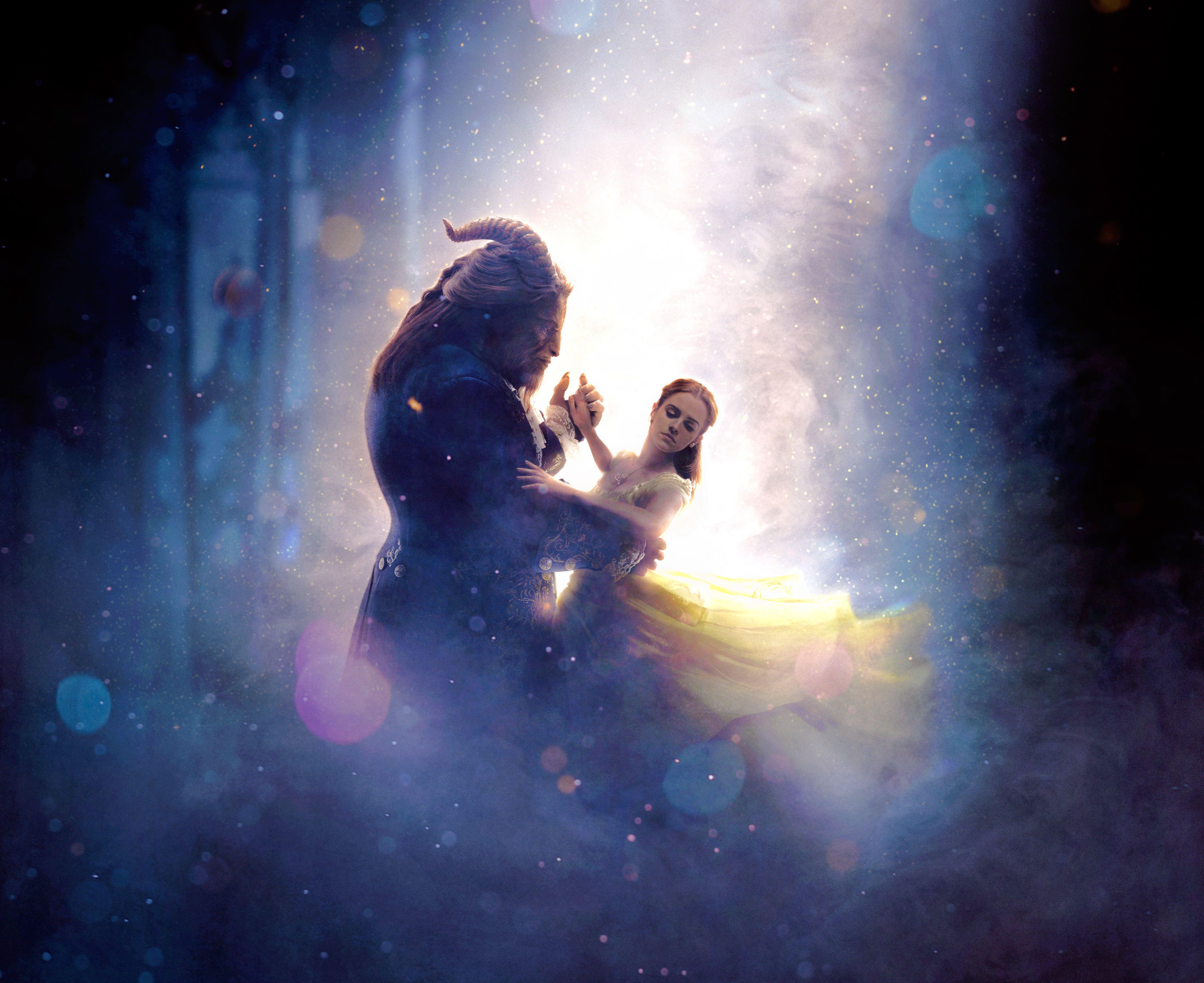 5354x4371 Illustration of Beauty and the Beast dancing HD wallpaper