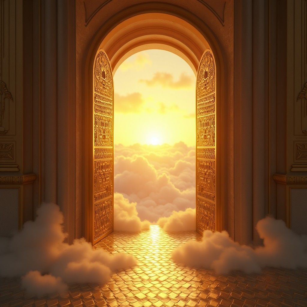 1024x1024 Jesus Coming Through Golden Gates