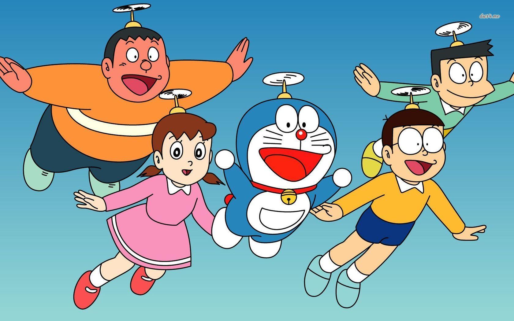 1680x1050 Doraemon characters flying wallpaper wallpaper