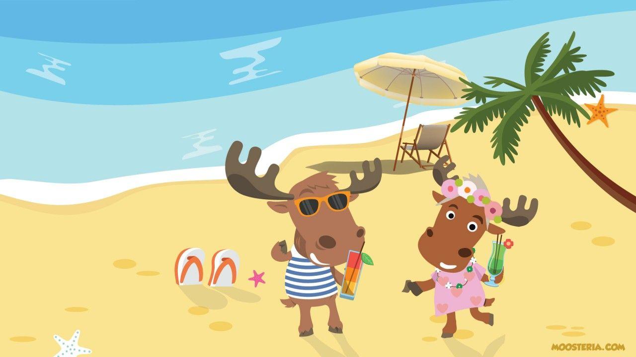 Hình nền 1280x720 Moose Couple at the Beach.  Cặp đôi Moose