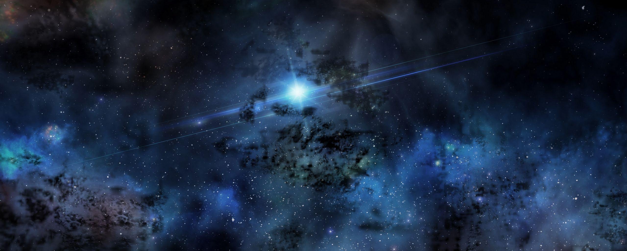 2560x1024 Download wallpaper 2560x1024 space, flash, shine, stars