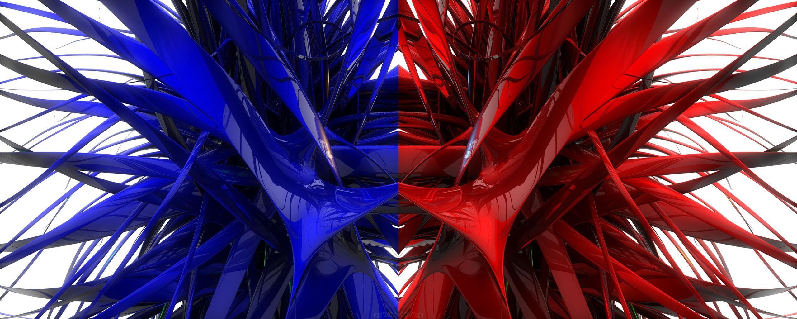 2560x1024 abstract blue red digital art / 2560x1024 Wallpaper