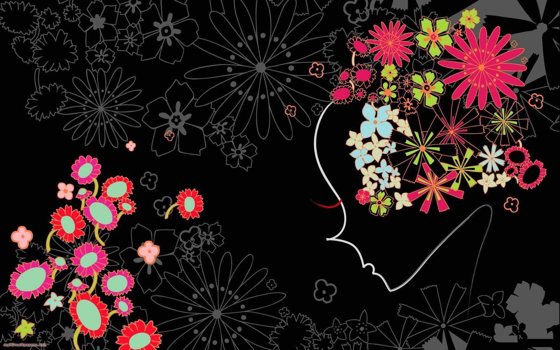 1920x1200 Black Flower Wallpaper