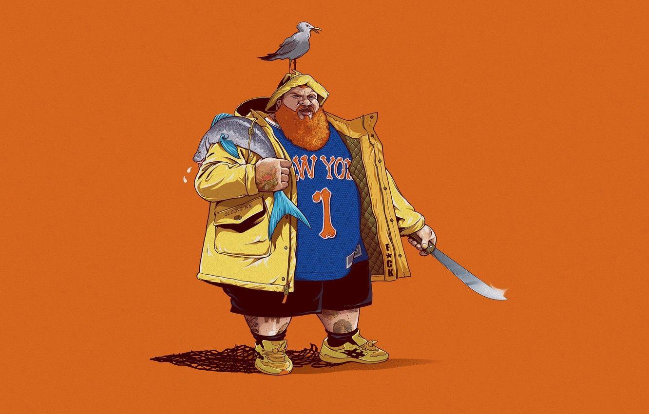 1332x850 Wallpaper Minimalism, Seagull, Fish, Art, Art, New York, Rap