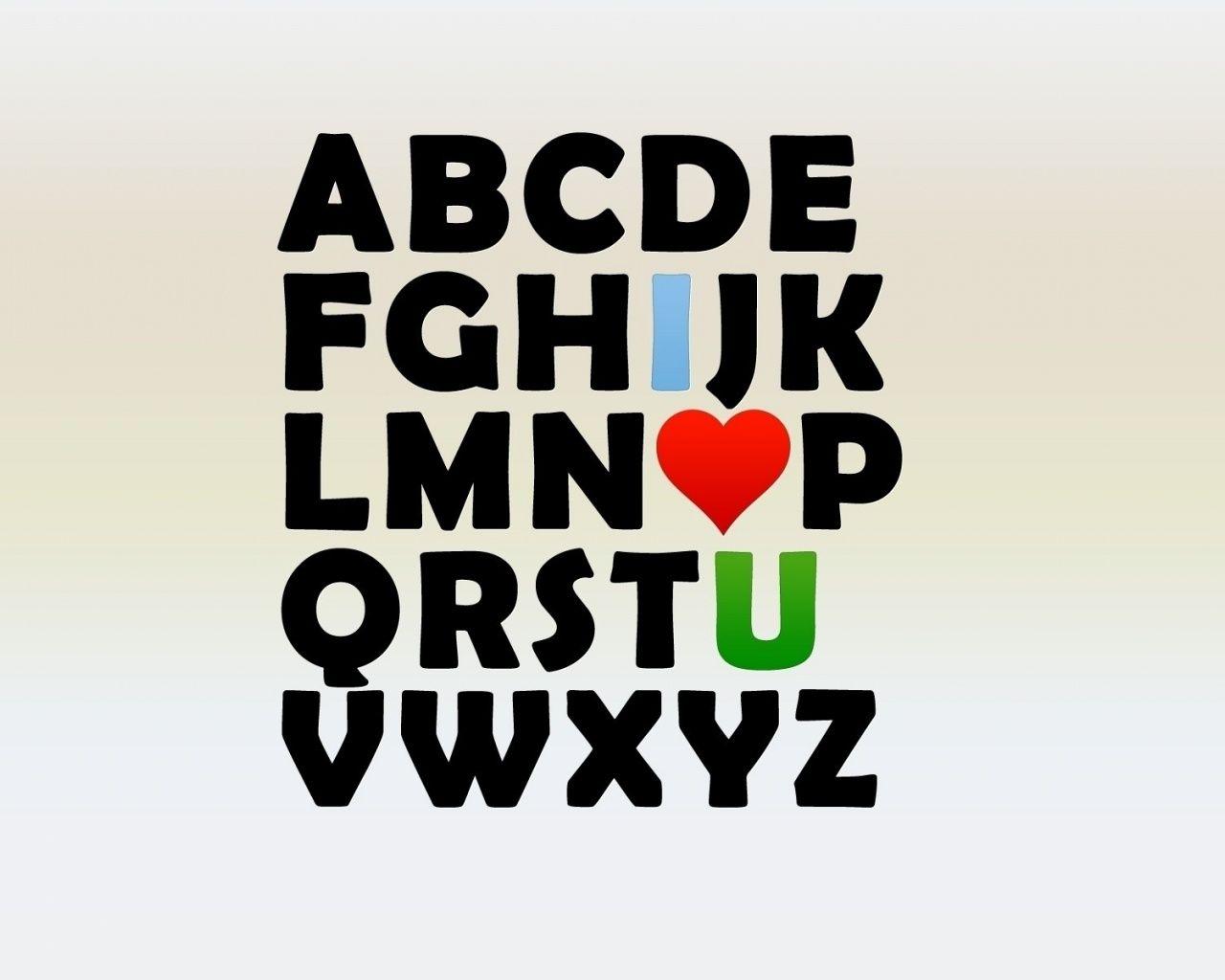 Hình nền máy tính và máy Mac 1280x1024 I Love U Alphabet