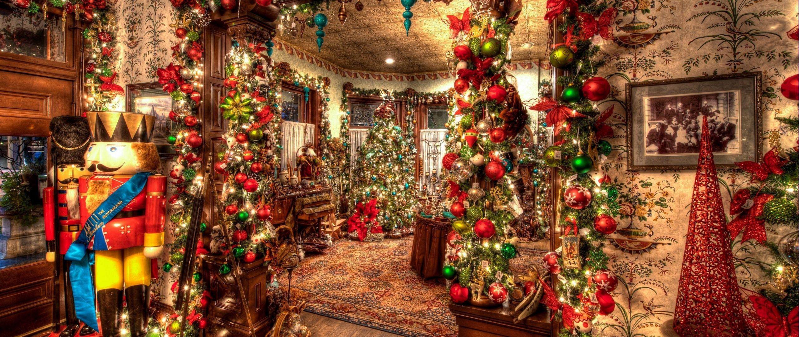 2560x1080 Download wallpaper 2560x1080 holiday, christmas, ornaments