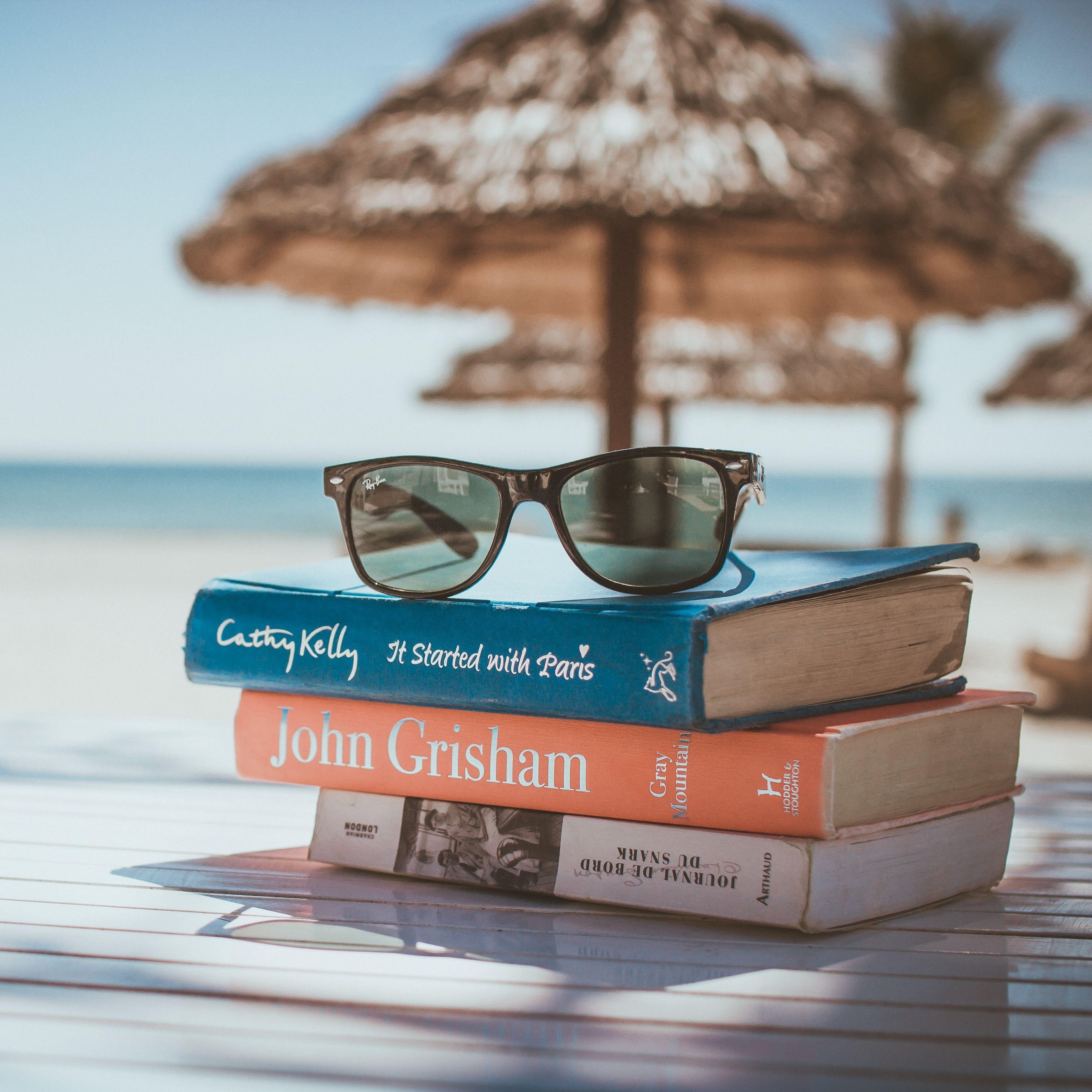3415x3415 Download wallpaper 3415x3415 sunglasses, books, beach, sun