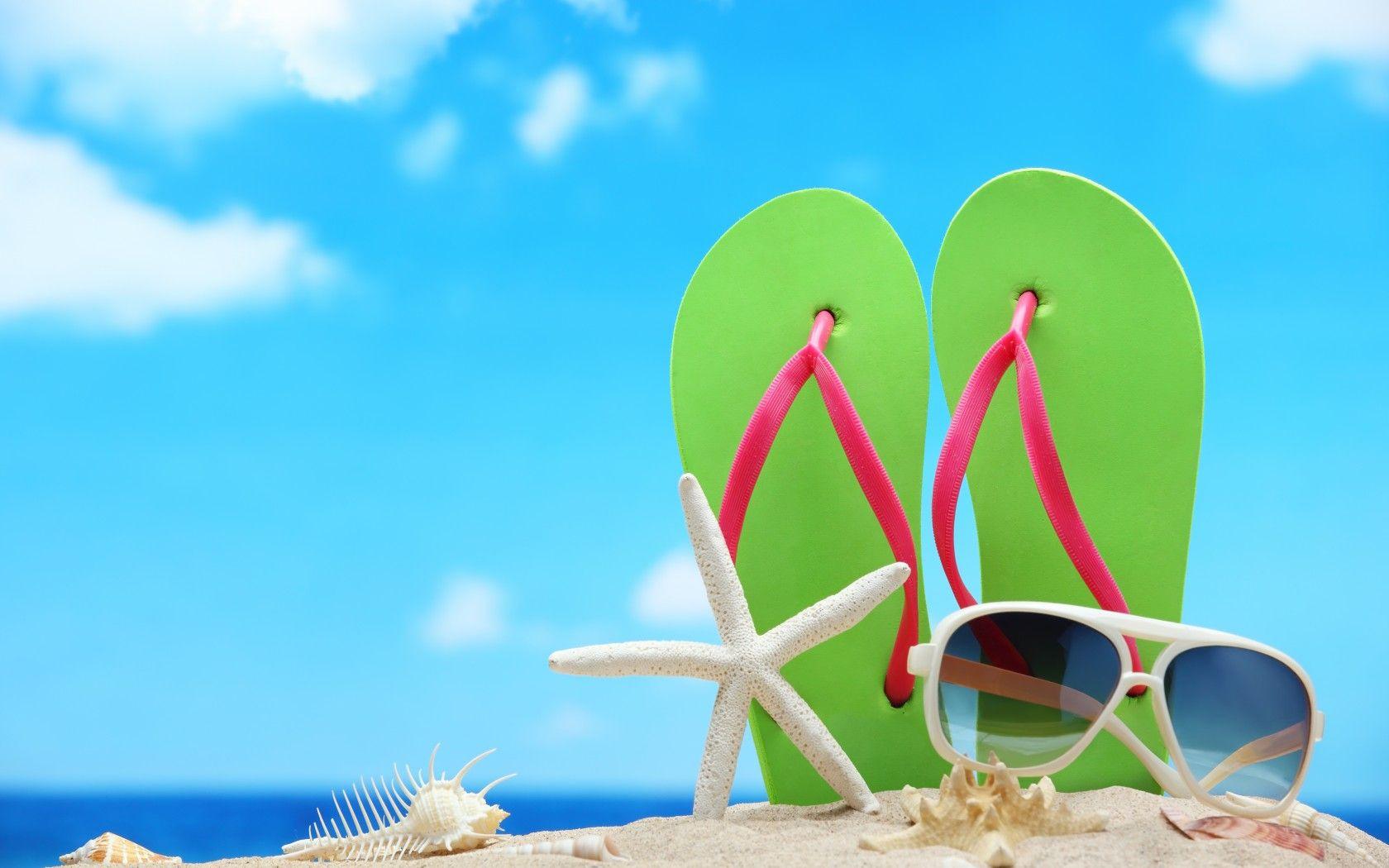 1680x1050 Beach Flip Flops Wallpaper Widescreen