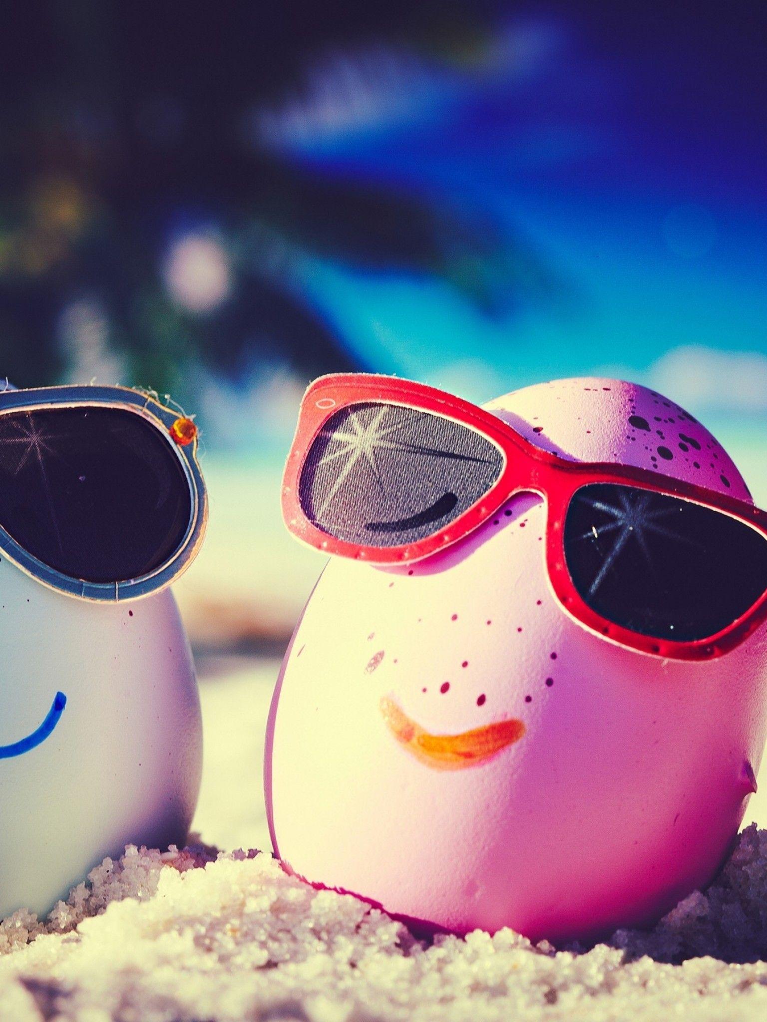 1536x2048 Download 1536x2048 Egg, Beach, Sunglasses, Funny, Sand