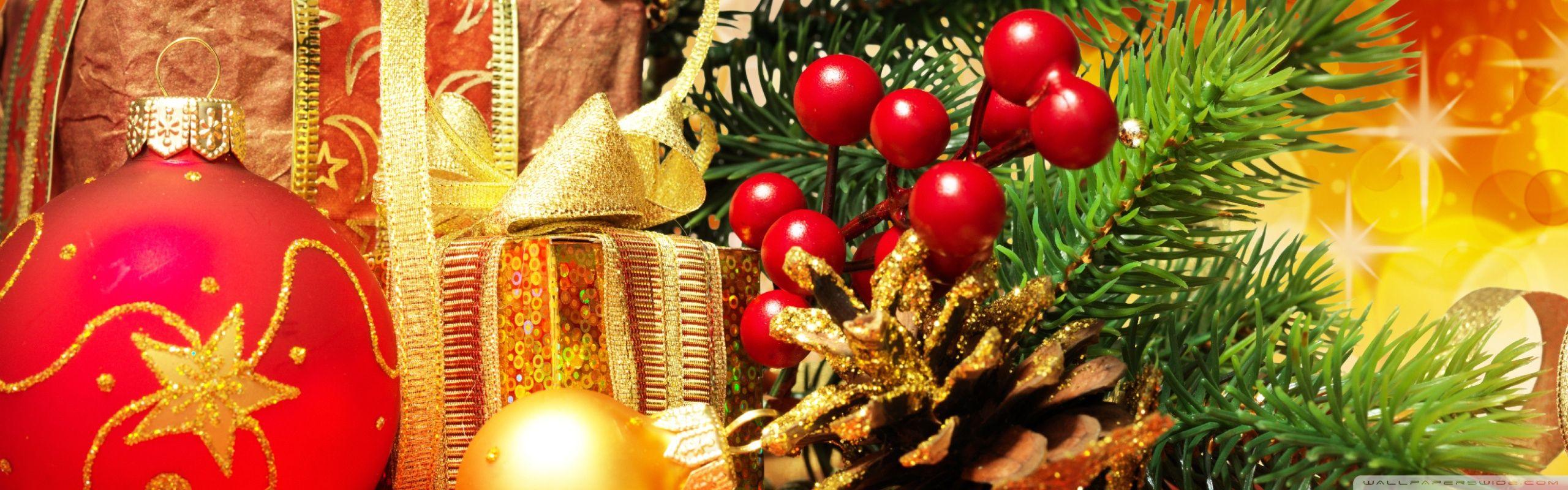 2560x800 Beautiful Christmas Arrangement ❤ 4K HD Desktop Wallpaper
