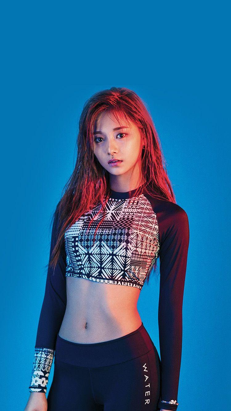 750x1334 Twice Blue Summer Girl Kpop Beauty IPhone Wallpaper