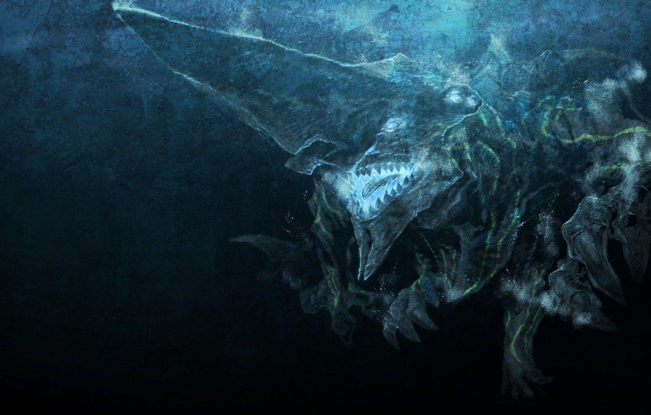 1332x850 Wallpaper monster, art, under water, miwa shirow, pacific