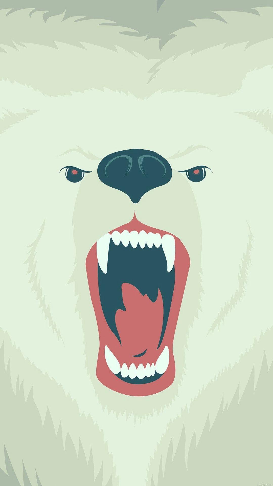 1080x1920 Fierce Polar Bear Winter Cartoon Illust iphone 7 wallpaper
