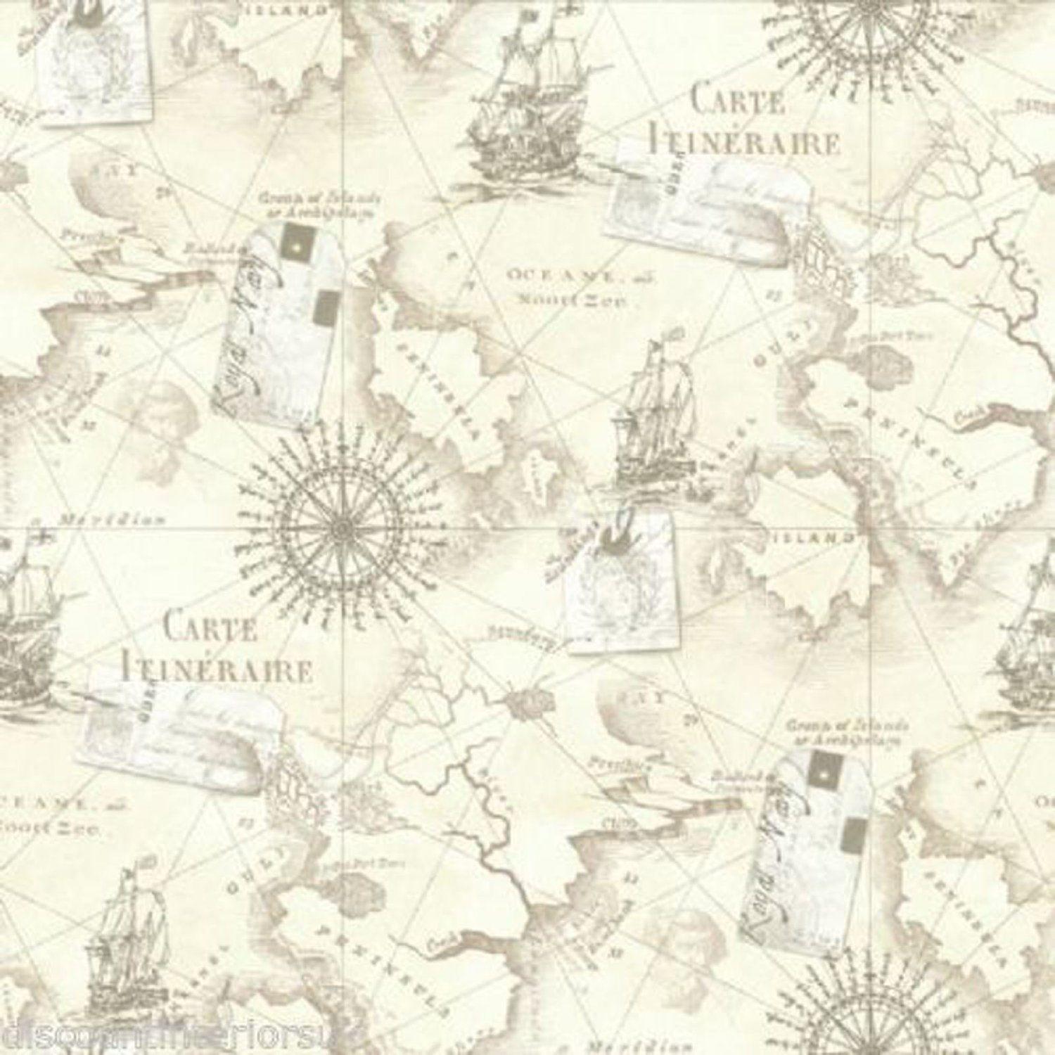 1500x1500 Nautical maps shabby chic wallpaper Shabby Chic Guru