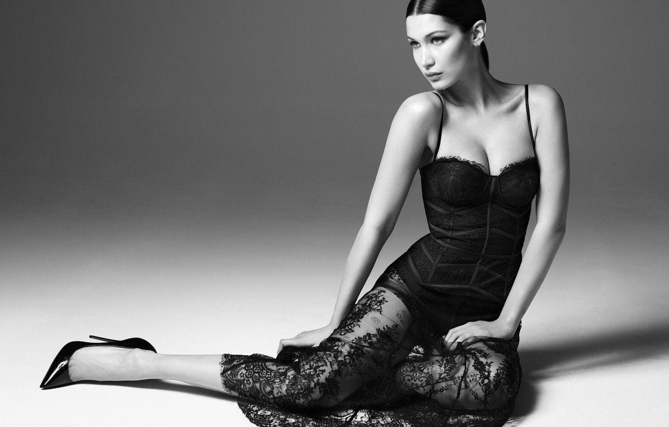 1332x850 Wallpaper model, dress, black and white, Bella Hadid image