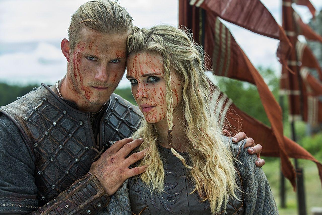 1280x853 Desktop Wallpaper Vikings (TV series) Blonde girl Men Blood