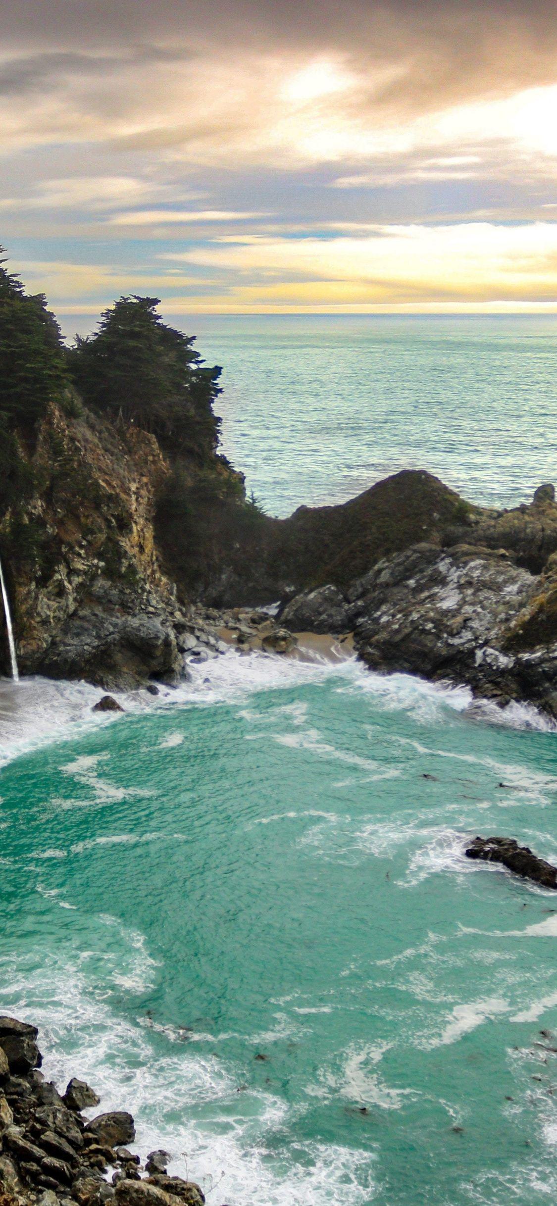 1125x2436 Download 1125x2436 wallpaper mcway falls, big sur, coast