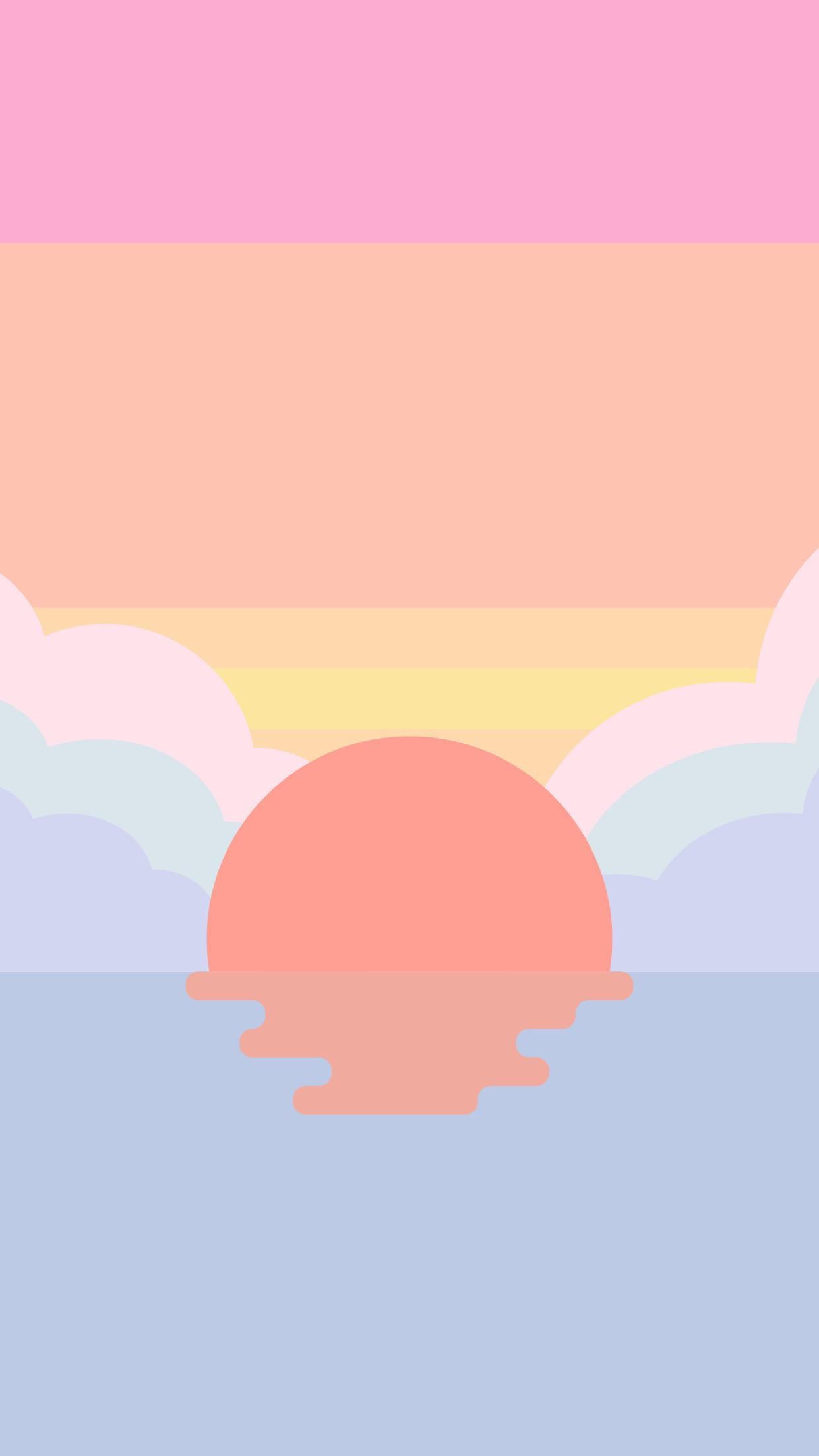 1242x2208 Flat pastel sunset (for plus devices). iPhone Wallpaper