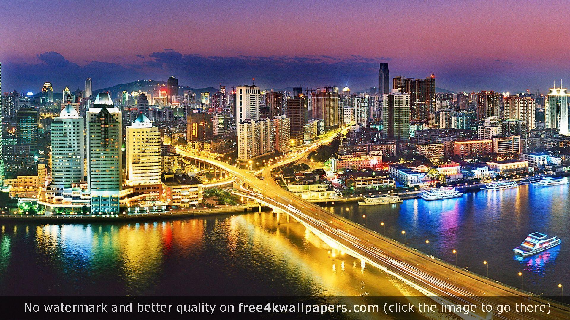 1920x1080 Urban NightLife Guangzhou China wallpaper. Desktop