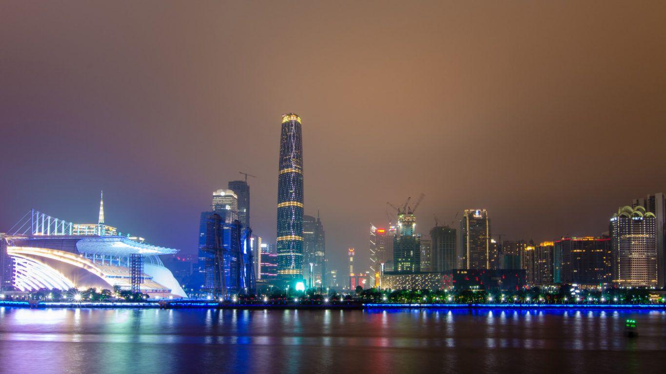1366x768 Guangzhou City And China Port City Northwest Of Hong Kong On