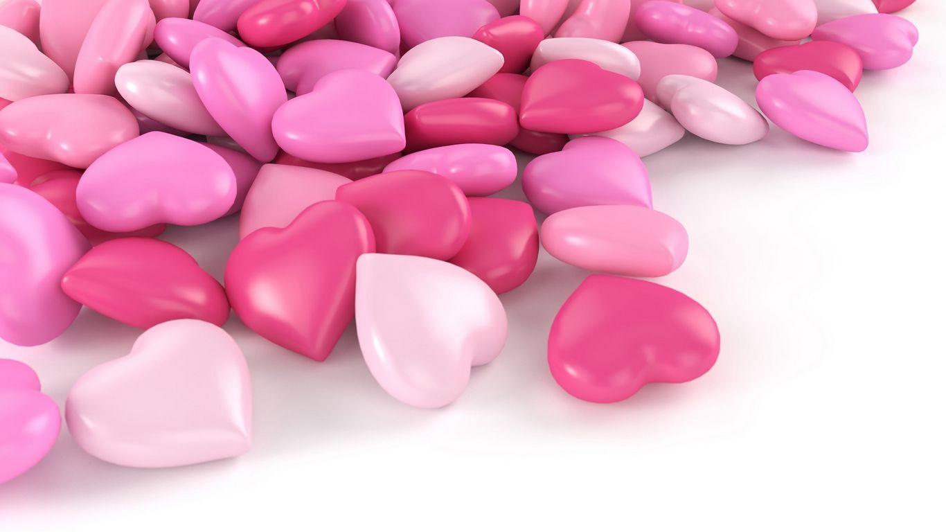 1366x768 Download wallpaper 1366x768 heart, shape, pink tablet