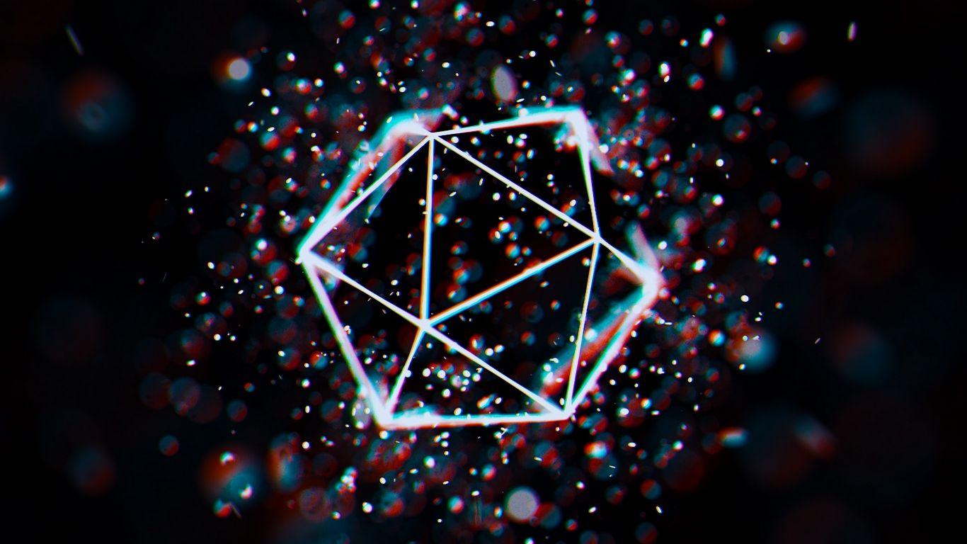 1366x768 Download wallpaper 1366x768 polygon, mesh, glare, geometric