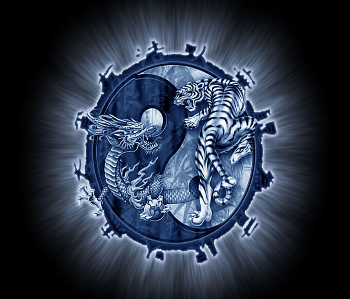 1200x1024 Yin Yang Dragon Tiger Wallpaper