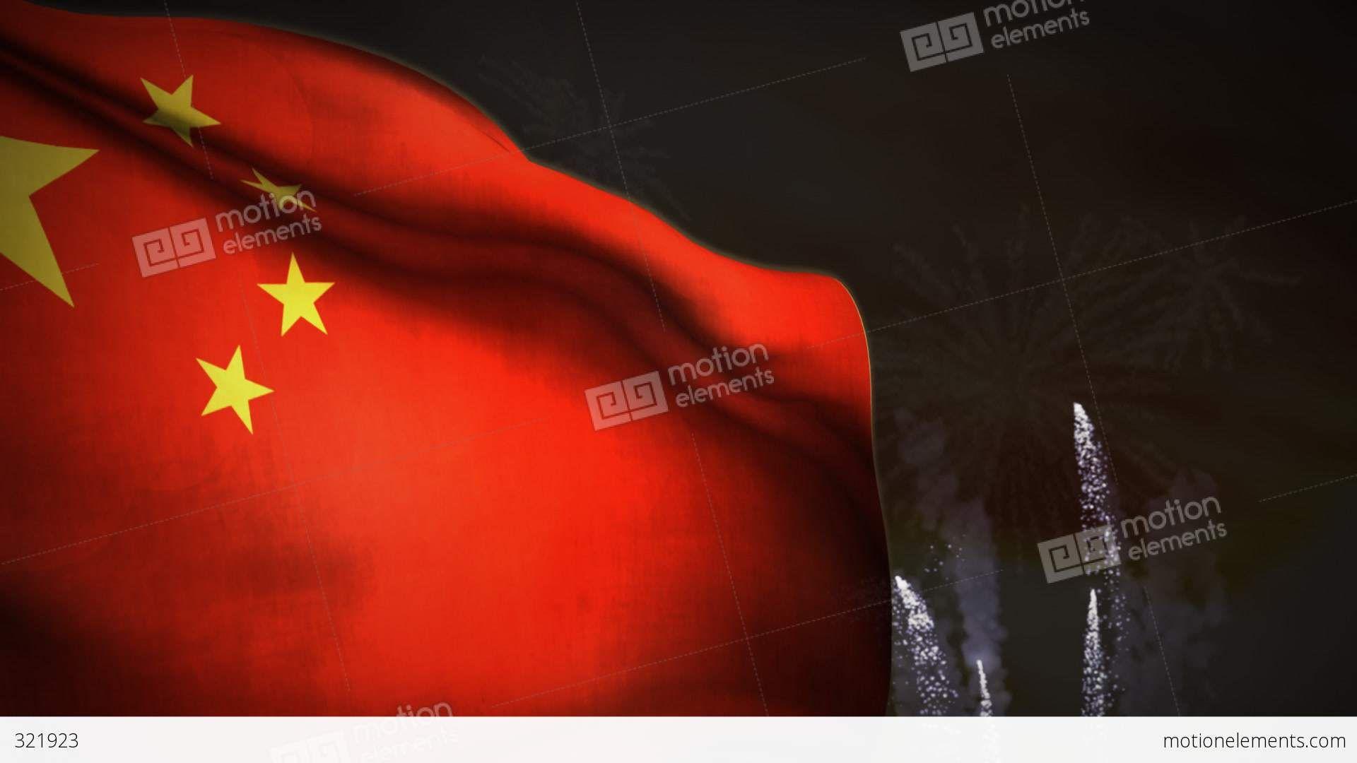1920x1080 1195) Fireworks Celebration Communist China Flag Sunset