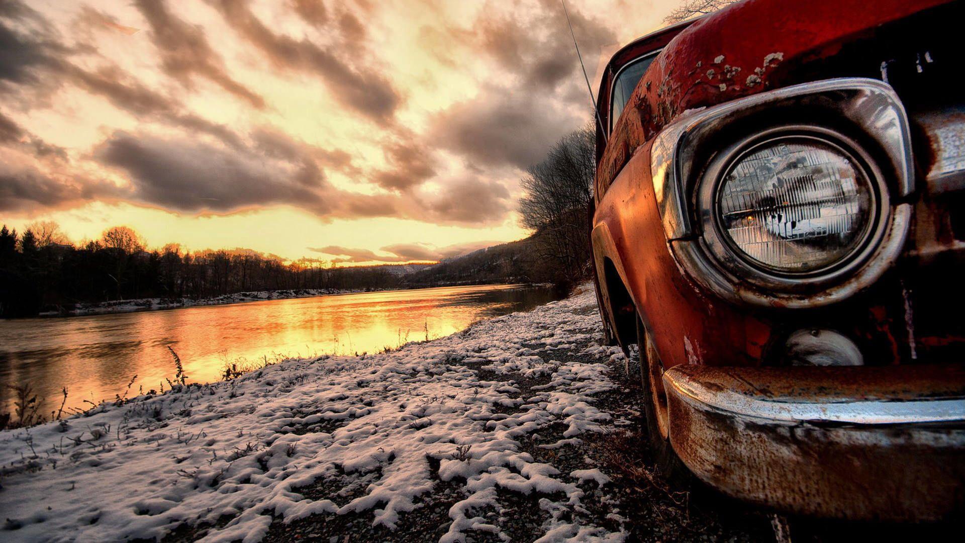 1920x1080 Antique Car In Sun Set 1080P Laptop Full HD