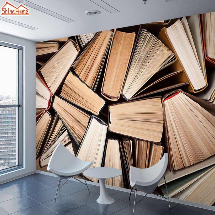 900x900 ShineHome Modern Large Abstract Books Wallpaper 3D for Walls