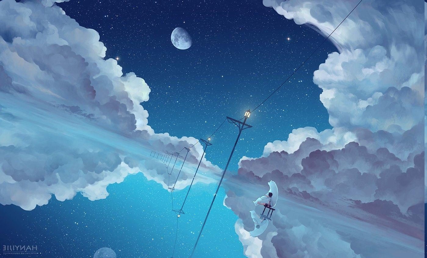 Sky Japanese Anime Style Sunlight Blue Background Sky Clouds Anime Style  Background Image And Wallpaper for Free Download