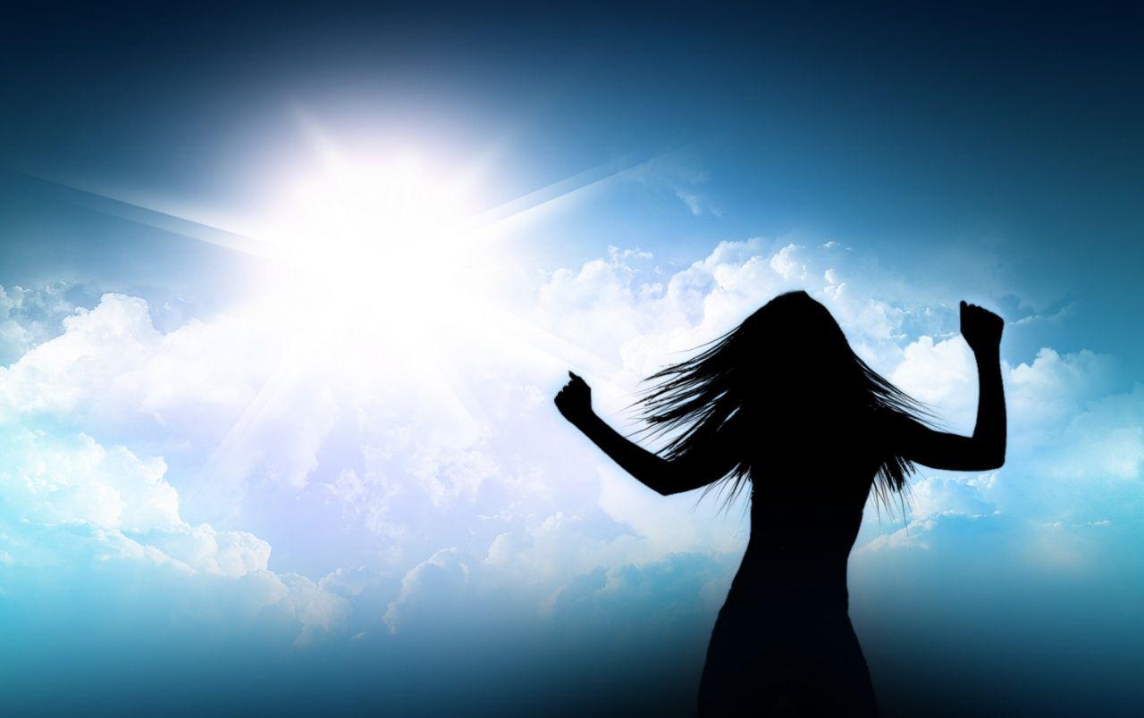 1280x804 Woman Silhouette Blue Sky wallpaper. Woman Silhouette Blue