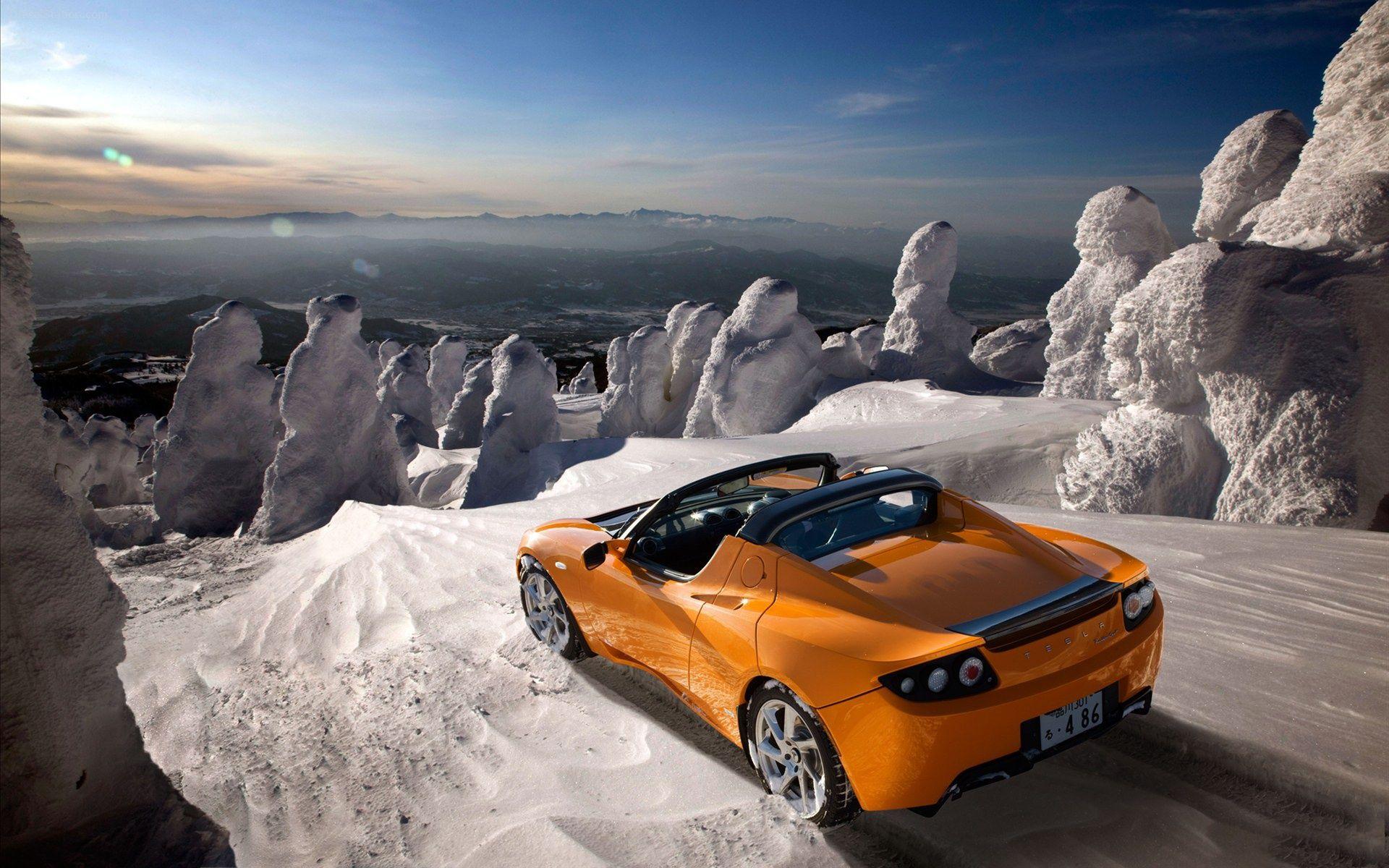 1920x1200 Tesla Roadster SnowTrack HD Wallpaper
