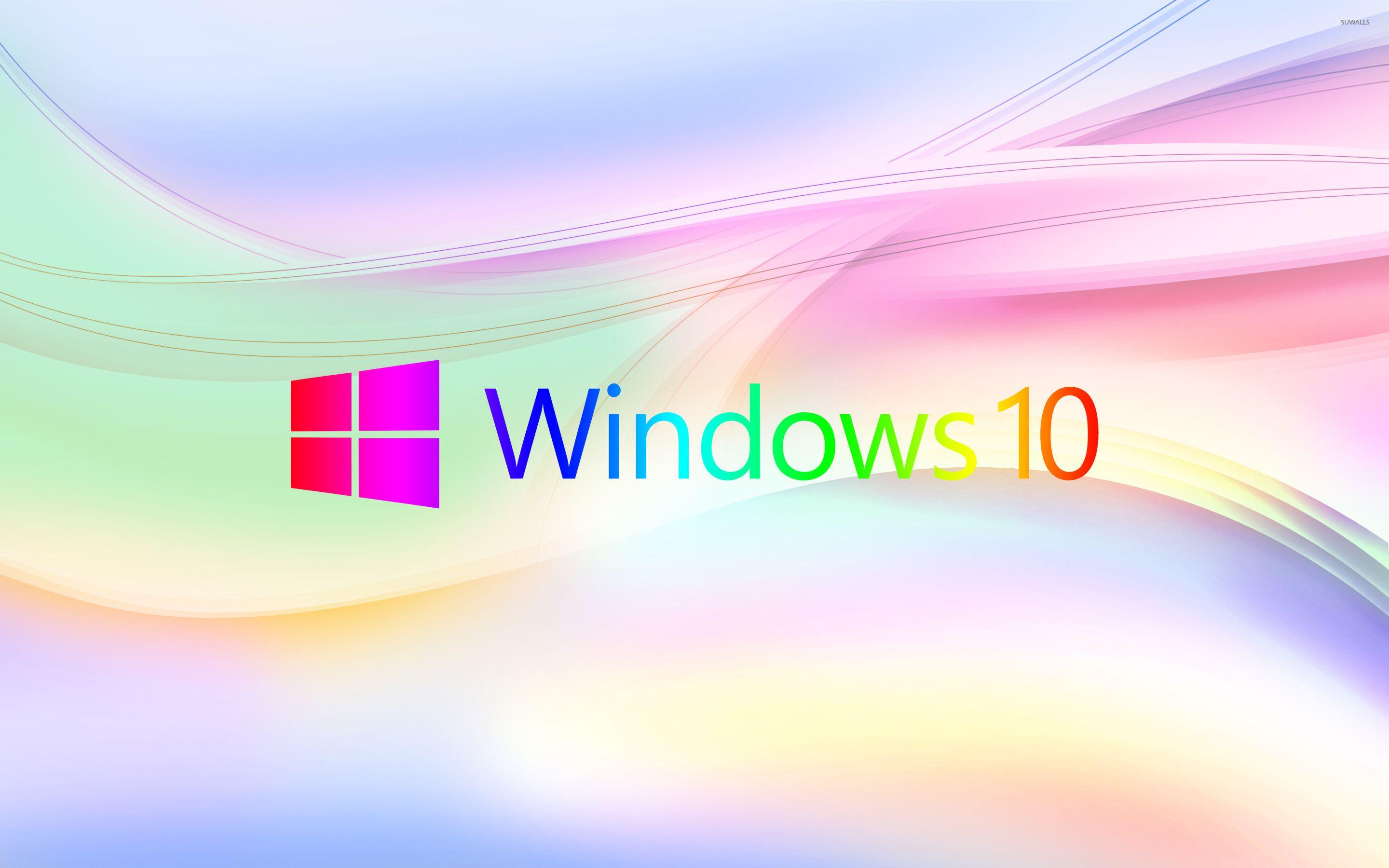2880x1800 Colorful Windows 10 logo on pastel waves wallpaper wallpaper