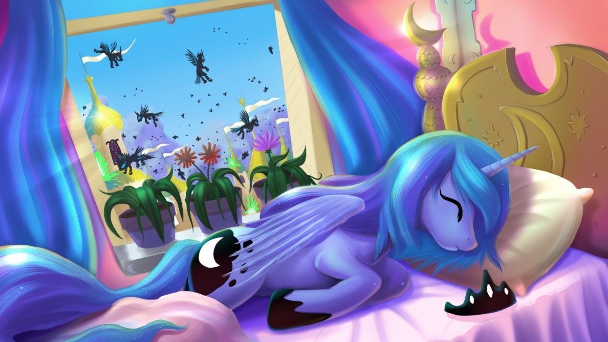 1244x700 Sleeping ponies princess luna changeling my little pony