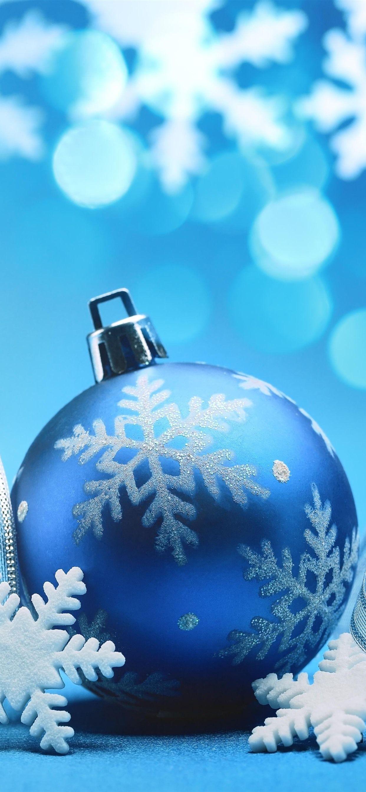 1242x2688 Blue Christmas Ball, Ribbons, Snowflakes, Blue Background 1242x2688 IPhone 11 Pro XS Max Wallpaper, Background, Picture, Image