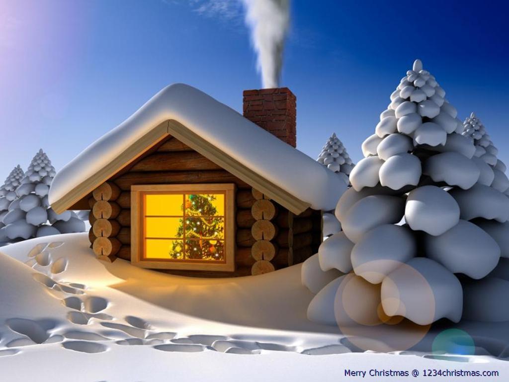 1024x768 Christmas House Wallpaper for FREE Download